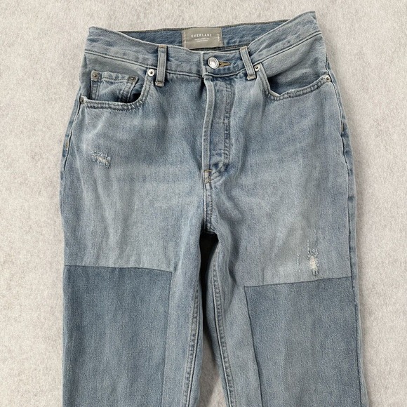 Everlane Jeans Womens Size 25 The 90's Cheeky Light Wash Blue Patchwork - Picture 3 of 11
